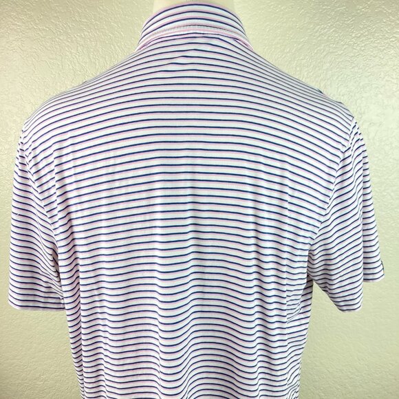 Ralph Lauren Polo Golf Stretch Lisle Blue White & Pink Stripe Shirt Sz XXL - Picture 6 of 16